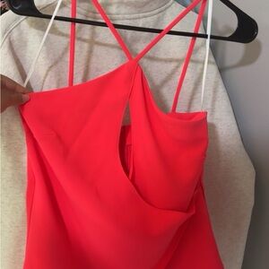 Amanda Uprichard Red Asymmetrical Cut Out Camisole